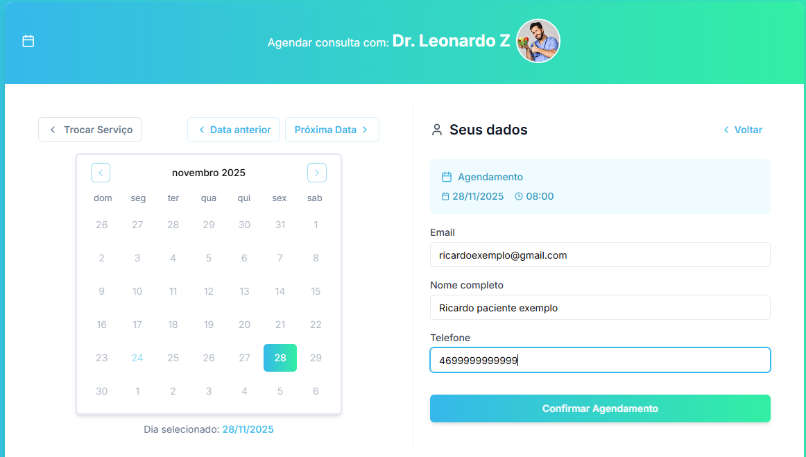 Formulário de agendamento