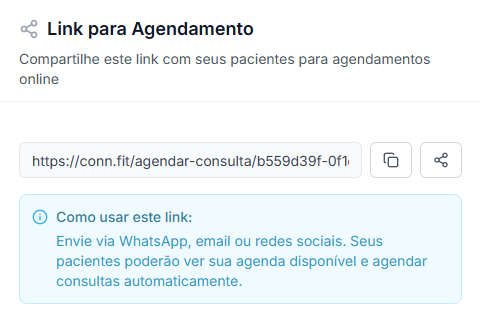 Link de agendamento autônomo da Conn.fit