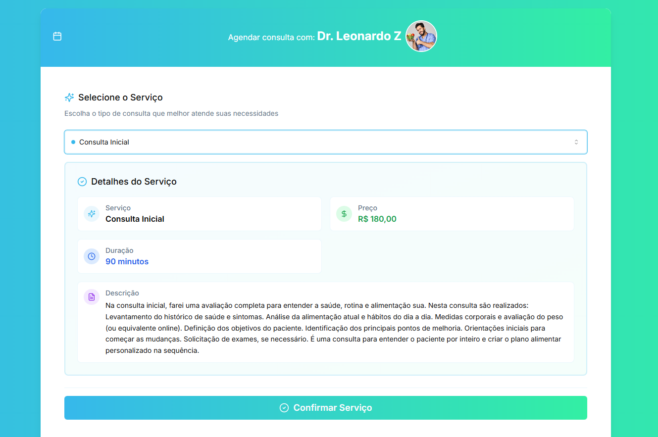 Detalhes do serviço selecionado