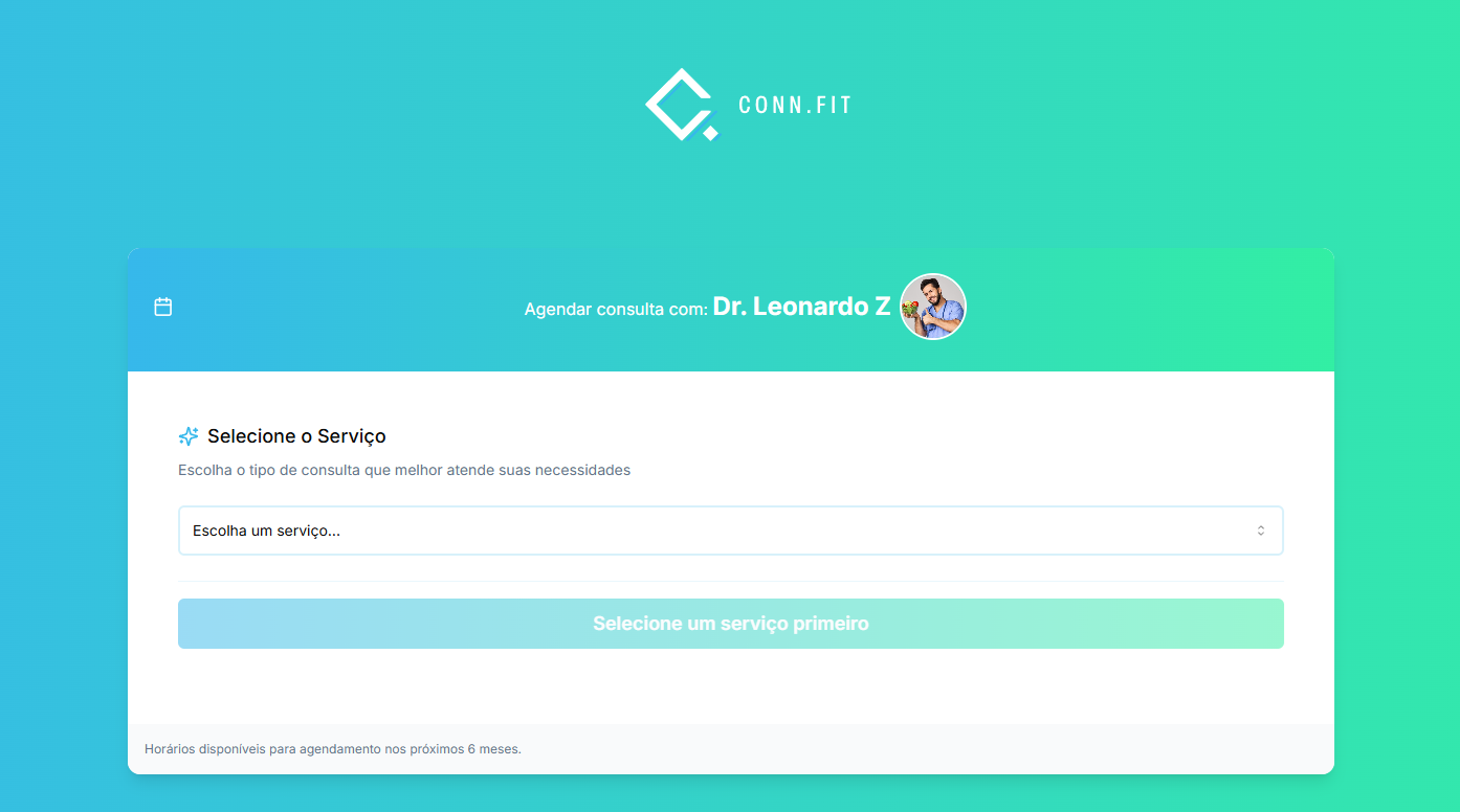 Área inicial com seletor de serviços